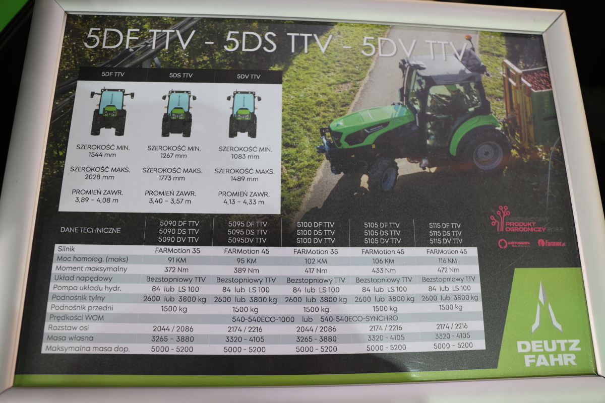 5DF TTV, 5DS TTV, 5DV TTV ciągnik Deutz- Fahr na targach rolniczych Agro Tech