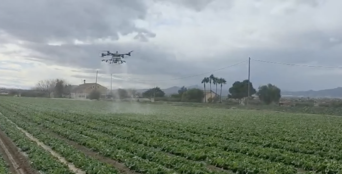 dron, oprysk, opryskiwania, hiszpania